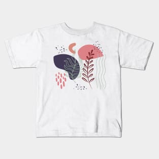 Abstract shapes and plants digital design Kids T-Shirt